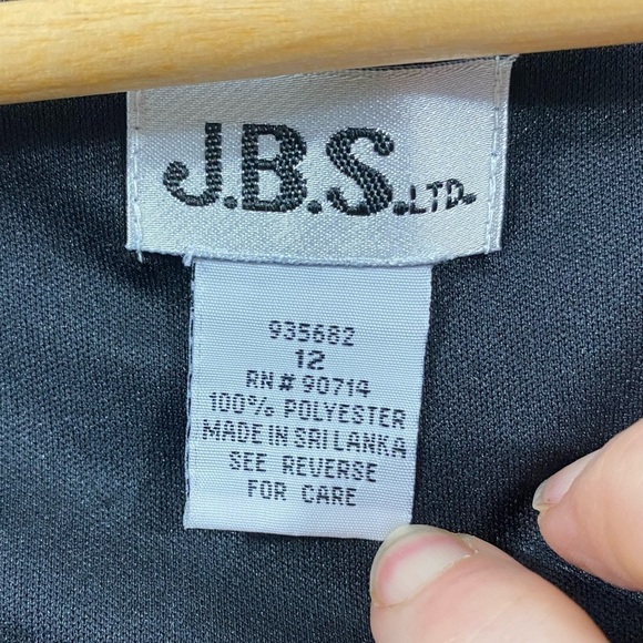 JBS Cap Sleeve V Neck Sheer Lined Faux Wrap Dress Polyester Womens Size 12 - Picture 7 of 8